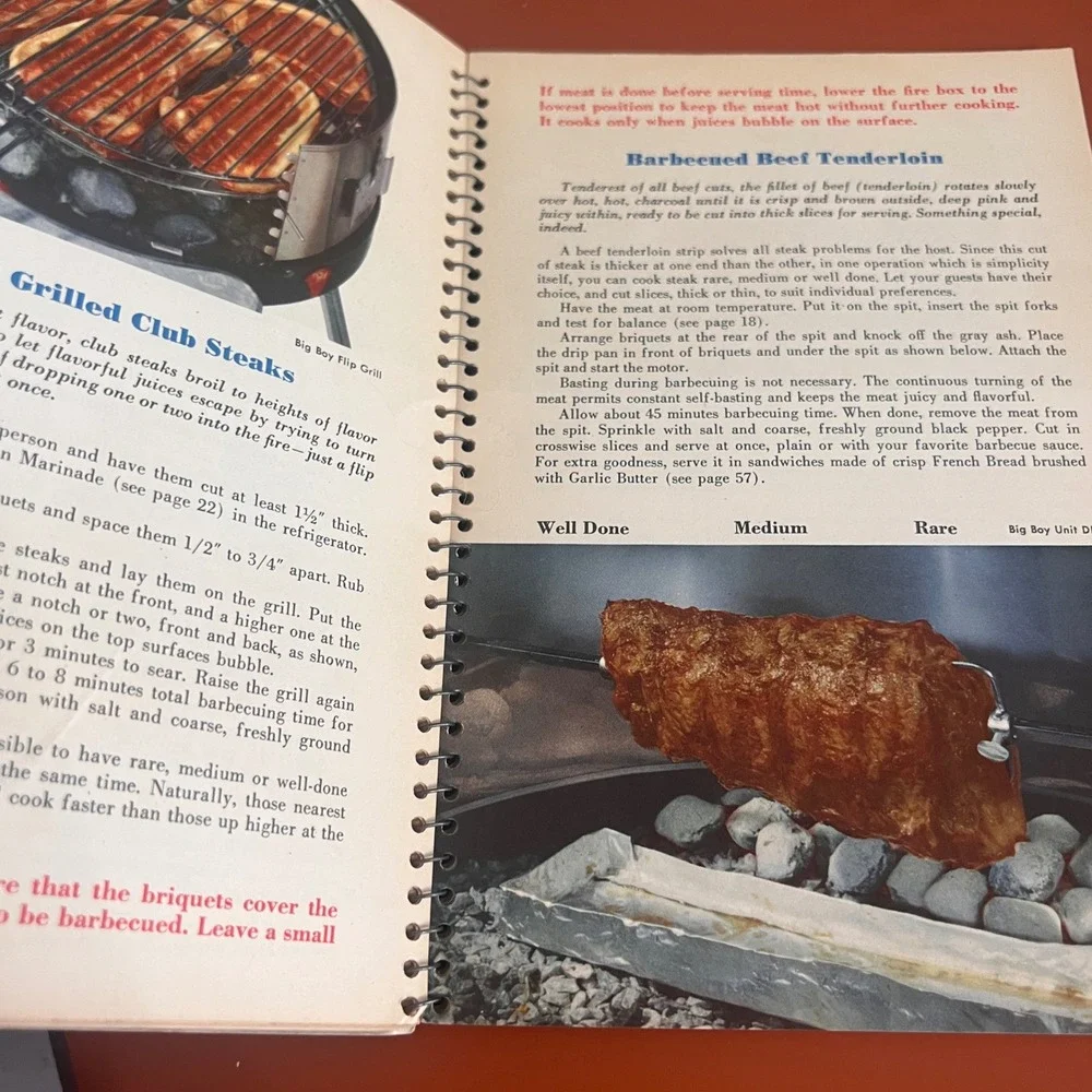 Vintage Big Boy Barbecue Book 1950s Spiral Cookbook Mid Century Grilling Recipes